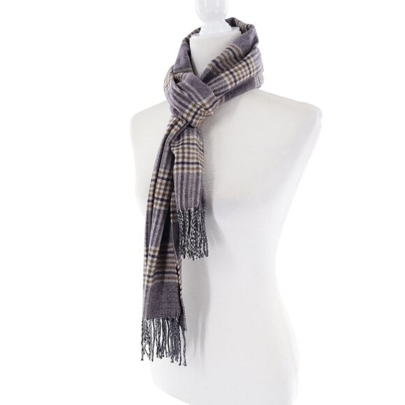 Cashmere Feel Plaid Scarf Gray Professor Academia Warm Collegiate Soft Scholar - Picture 1 of 10